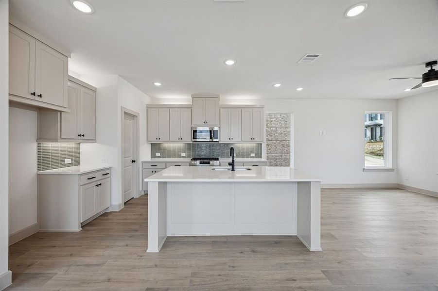 The large island is the hub of your new chef inspired kitchen!