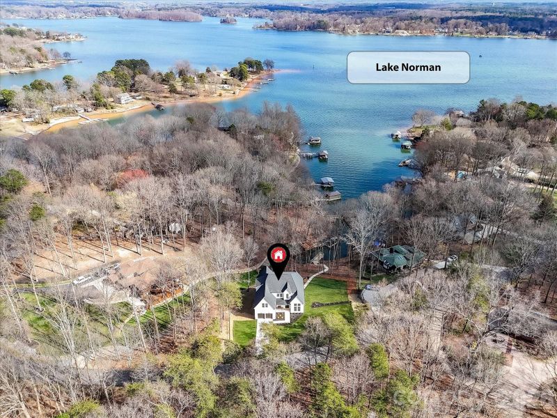 Aerial View of Home's exquisite location on Lake Norman!