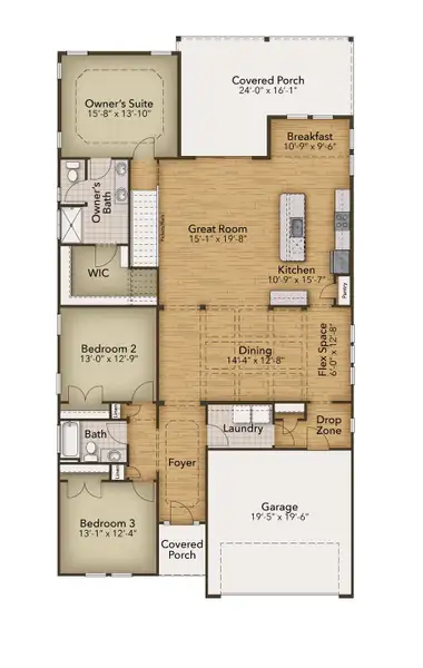 2D floor plan layout of this home in Bridgewater - Waterside Village, Little River, SC (Image 4).