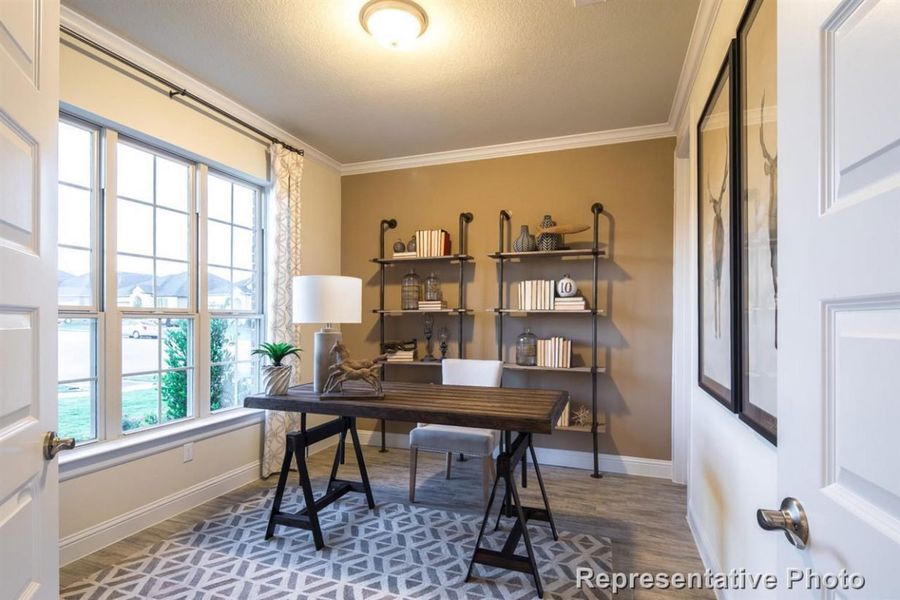 Representative furnished interior of a home built from the Oaks 2512 by Brohn Homes in Oaks at San Gabriel, Georgetown (Image 3).