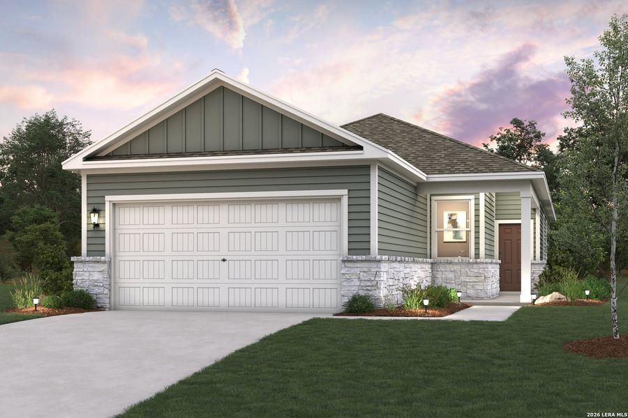 Front exterior of a new home in Applewhite Meadows, San Antonio, TX, highlighting curb appeal (Image 1). Front exterior of a new home in Applewhite Meadows, San Antonio, TX, highlighting curb appeal (Image 1).