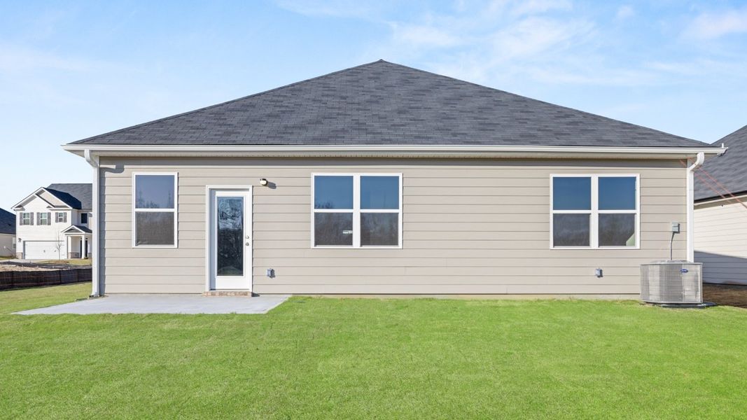 Exterior details and patio area of a home in The Preserve at Agricultural Village, Perry (Image 2).