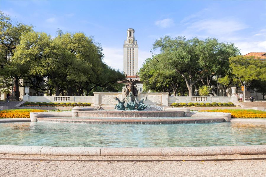 Just blocks from the Linden, the University of Texas Tower rises proudly over campus life—an enduring symbol of academic excellence and Austin's vibrant energy. Whether you're enjoying a walk through campus, catching a lecture, or taking in the seasonal blooms along Guadalupe Street, this historic landmark places the best of UT and downtown within easy reach...