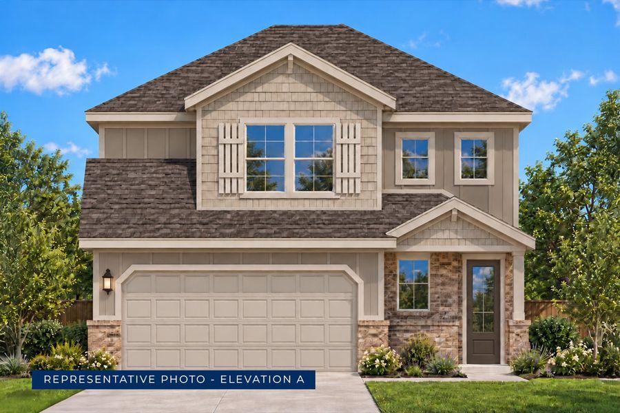 Representative exterior photo of a completed home built from the Washington F by First Texas Homes in Oaklawn, Van Alstyne, TX (Image 1). Representative exterior photo of a completed home built from the Washington F by First Texas Homes in Oaklawn, Van Alstyne, TX (Image 1).