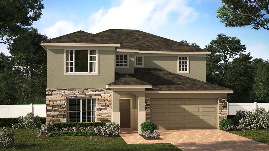 Sutton | Elevation 1 with Optional Stone | Landsea Homes Florida