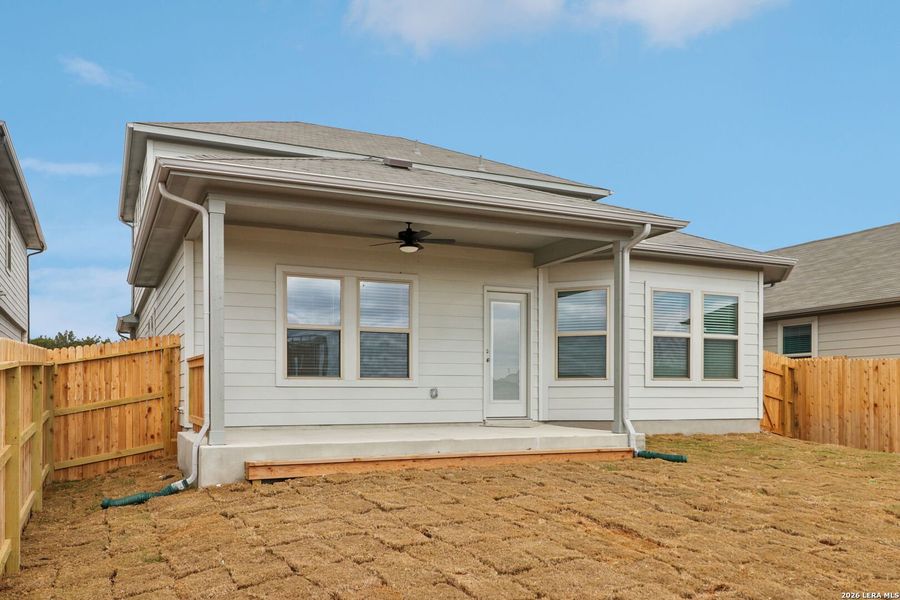 Exterior details and patio area of a home in Legendary Trails - Premier Series, Cibolo (Image 26).