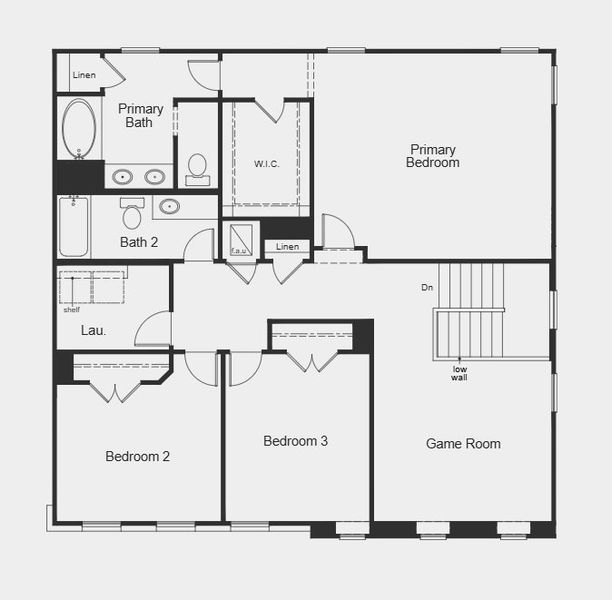 2D floor plan layout for the Plan 2429 Modeled by KB Home in Hidden Trails, Belton, TX (Image 4). 2D floor plan layout for the Plan 2429 Modeled by KB Home in Hidden Trails, Belton, TX (Image 4).