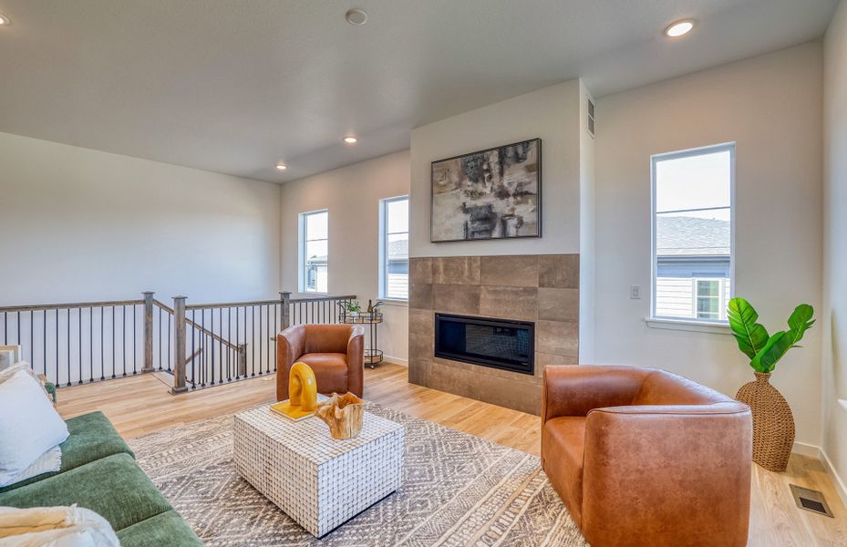 Gathering Room with fireplace.