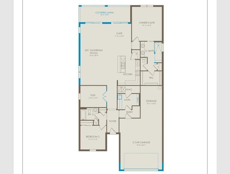 2D floor plan layout of this home in Del Webb Tradition, Port St. Lucie, FL (Image 4).