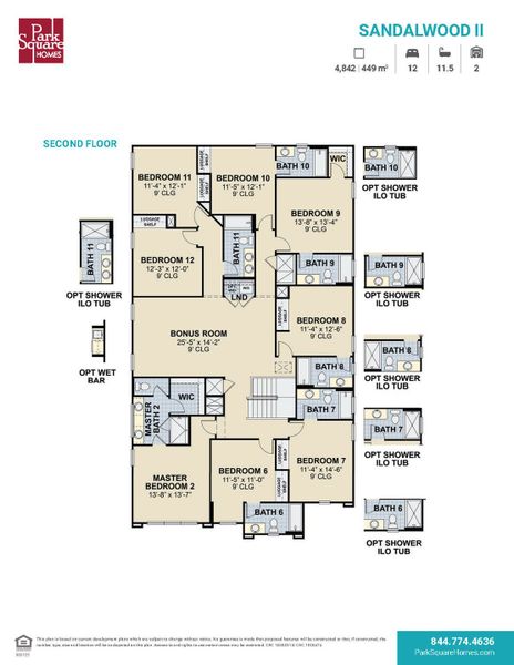 2D floor plan layout for the Sandalwood II by Park Square Residential in Elevated at Sonoma Resort, Kissimmee, FL (Image 5). 2D floor plan layout for the Sandalwood II by Park Square Residential in Elevated at Sonoma Resort, Kissimmee, FL (Image 5).