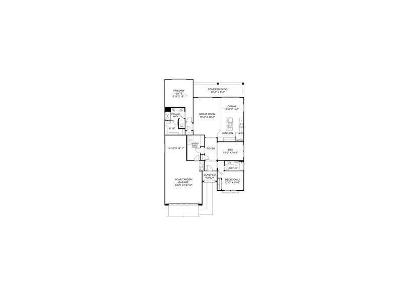 2D floor plan layout for the The Durango II by Davidson Homes LLC in Westwood, Prescott, AZ (Image 3).