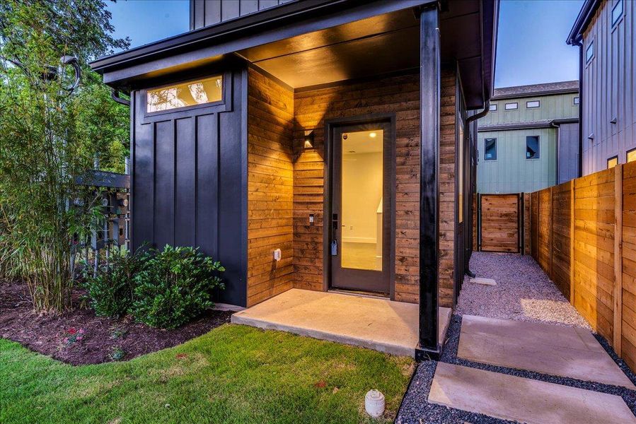 Exterior details and patio area of a home in , Austin (Image 14). Exterior details and patio area of a home in , Austin (Image 14).