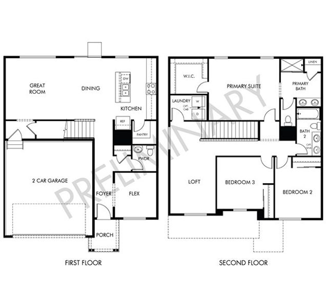 2D floor plan layout of this home in Lorson Ranch : The Springs Collection, Colorado Springs, CO (Image 2).
