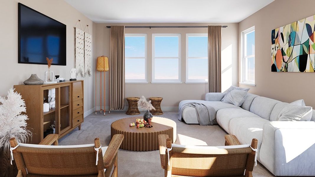 Furnished interior view inside a new home in Esplanade at Kingston, Estero (Image 13).