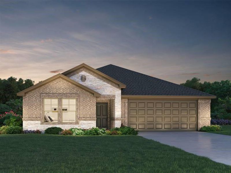 Front exterior of a new home in Massey Oaks - Premier Series, Pearland, TX, highlighting curb appeal (Image 1).