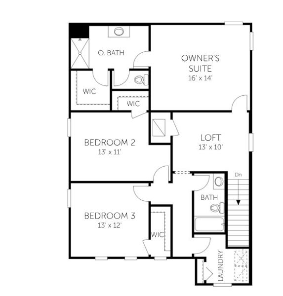 2D floor plan layout for the Thornton - 40' Homesites by Dream Finders Homes in Diamond Springs, Jacksonville, FL (Image 5).