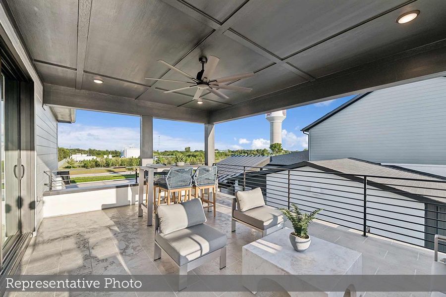 Exterior details and patio area of a home in Easthaven at Bridgeland Central - Vision Collection, Cypress (Image 3). Exterior details and patio area of a home in Easthaven at Bridgeland Central - Vision Collection, Cypress (Image 3).