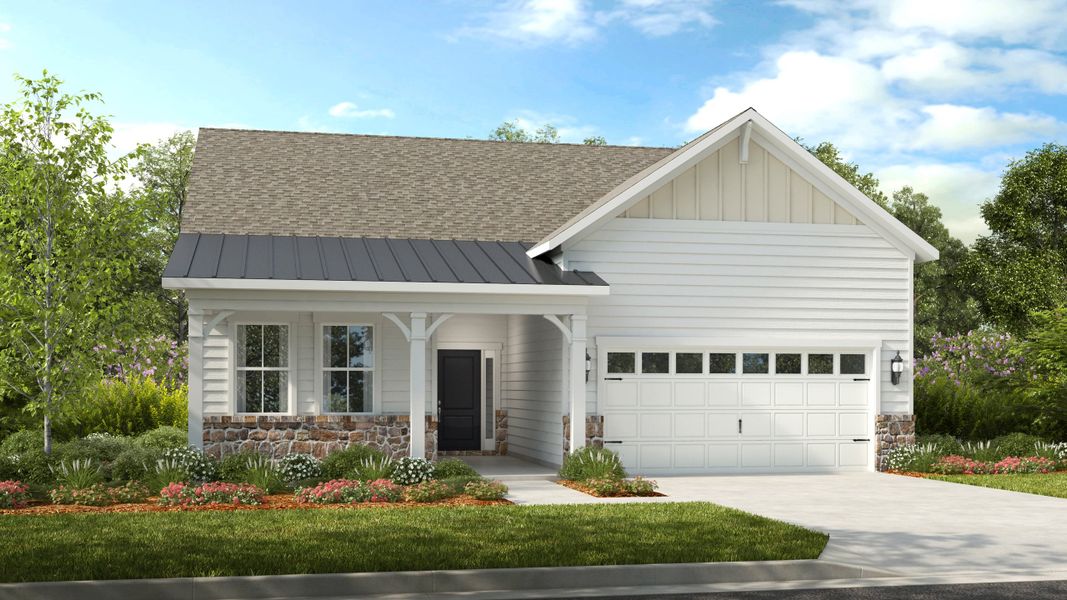 Front exterior of a new home in Esplanade at Northgate, Indian Trail, NC, highlighting curb appeal (Image 1). Front exterior of a new home in Esplanade at Northgate, Indian Trail, NC, highlighting curb appeal (Image 1).