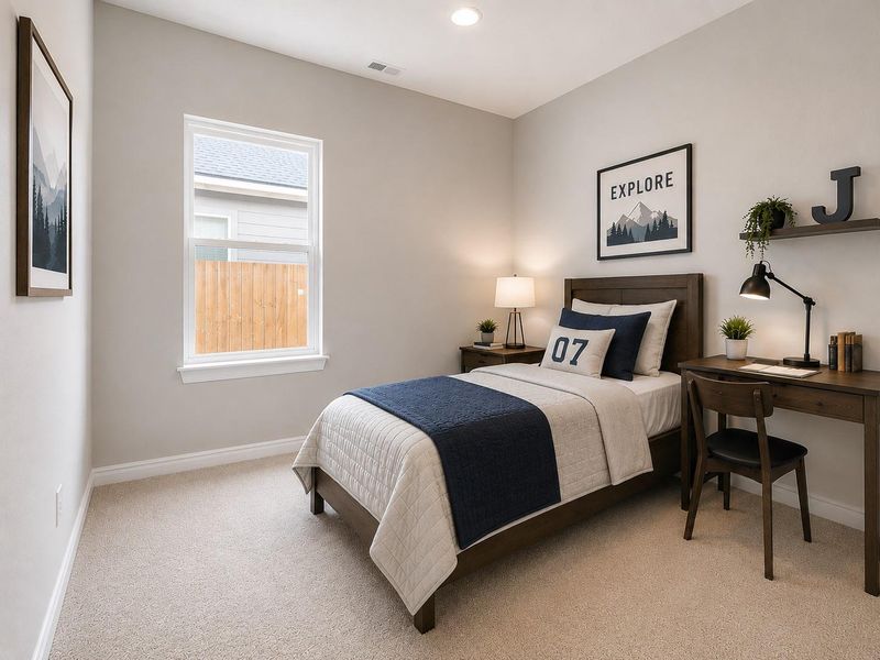 Secondary Bedroom #2. Virtual staging for reference only to showcase the floor plan potential. Secondary Bedroom #2. Virtual staging for reference only to showcase the floor plan potential.