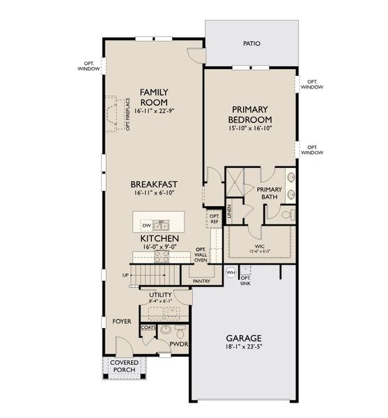 2D floor plan layout for the Zion by Ashton Woods in Blue Heron Retreat, Little River, SC (Image 3).