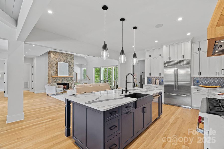 Kitchen view to living room.