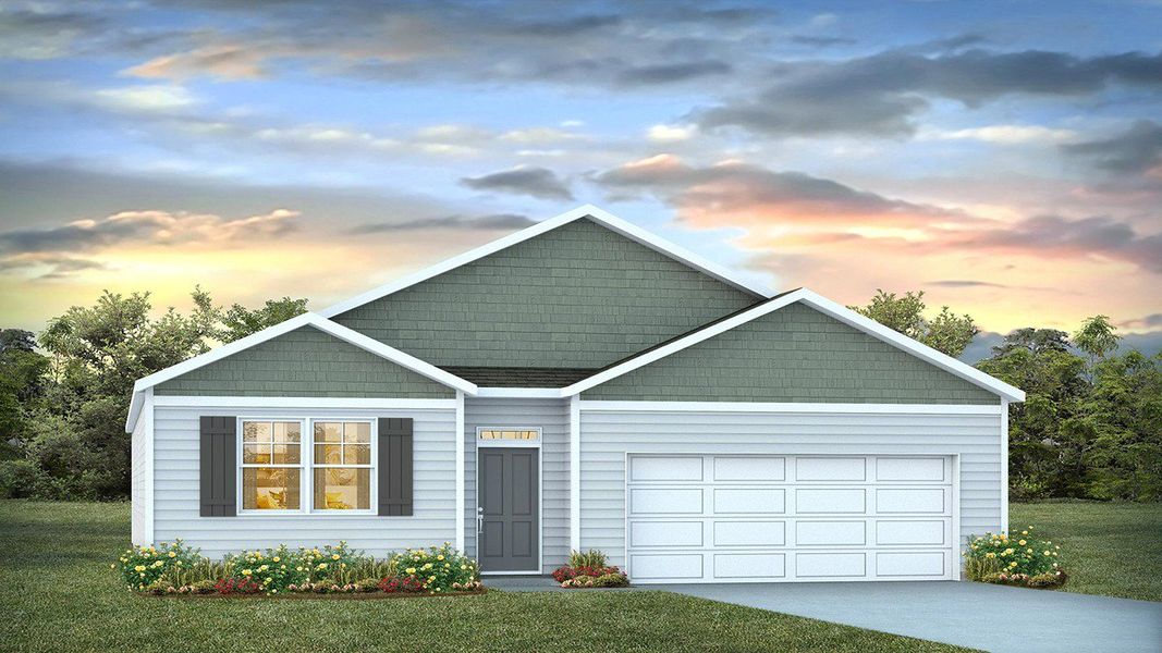 Representative exterior photo of a completed home built from the CALI by D.R. Horton in Heritage Crossing, Conway, SC (Image 2).