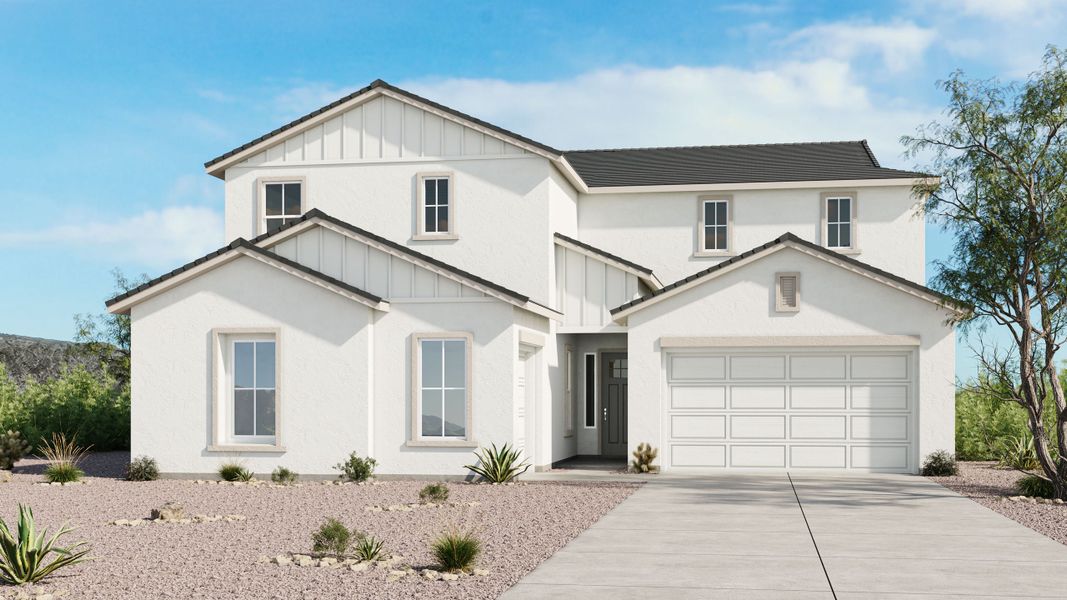Representative exterior photo of a completed home built from the Glacier by Taylor Morrison in Saddleback, Peoria, AZ (Image 4). Representative exterior photo of a completed home built from the Glacier by Taylor Morrison in Saddleback, Peoria, AZ (Image 4).