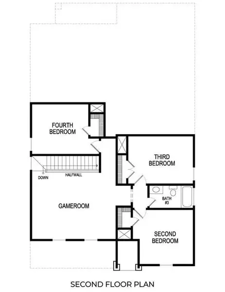 2D floor plan layout of this home in Oaks of North Grove, Waxahachie, TX (Image 3).