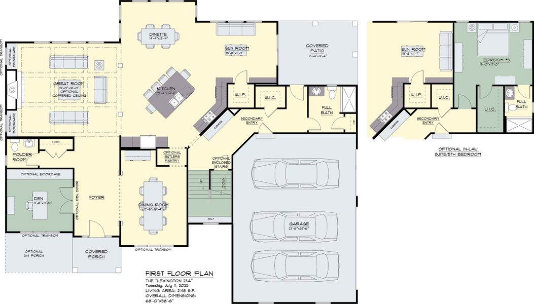 2D floor plan layout for the The Lexington by Forbes Capretto Homes in Wheatfield Crossing, North Tonawanda, NY (Image 27).