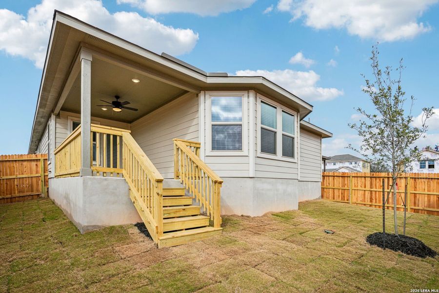 Exterior details and patio area of a home in Lark Canyon, New Braunfels (Image 4).