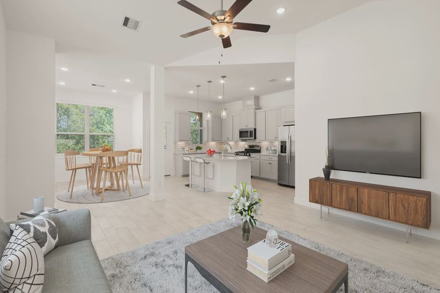Representative furnished interior of a home built from the Margaux by Chesmar Homes in Meridiana Chateau, Manvel (Image 6).