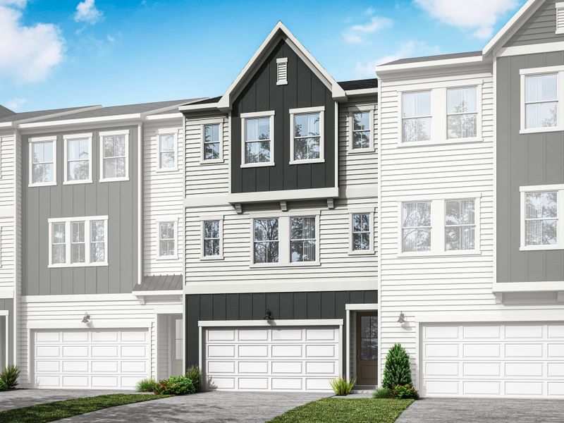 Representative exterior photo of a completed home built from the Huck by Tri Pointe Homes in Twinleaf Townes, Chapel Hill, NC (Image 24).