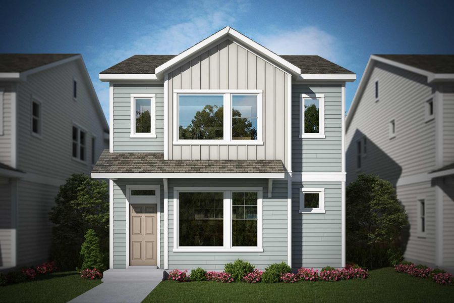 Representative exterior photo of a completed home built from the The Coleton by David Weekley Homes in Revel Crossing at Wolf Ranch – The Outlook Collection, Colorado Springs, CO (Image 2).