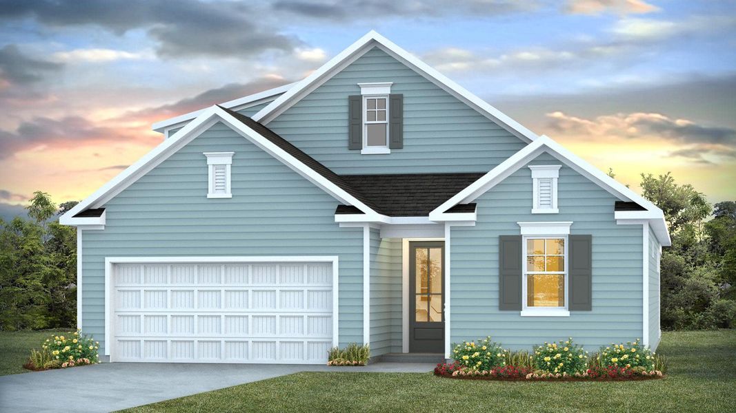 Representative exterior photo of a completed home built from the ARCHER-EXP by D.R. Horton in Lakeview at Kitfield, Moncks Corner, SC (Image 1).