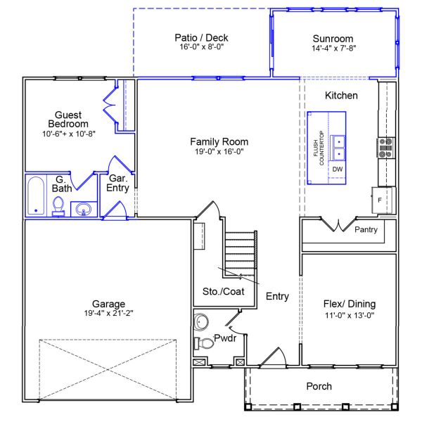 2D floor plan layout of this home in East Wynd, Hampstead, NC (Image 5).
