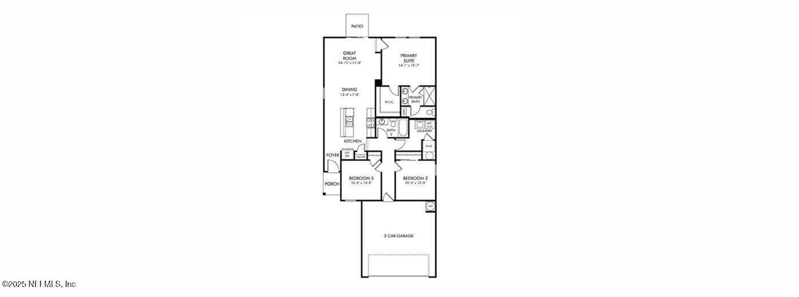 2D floor plan layout of this home in Flagler Village - Classic Series, Palm Coast, FL (Image 5).