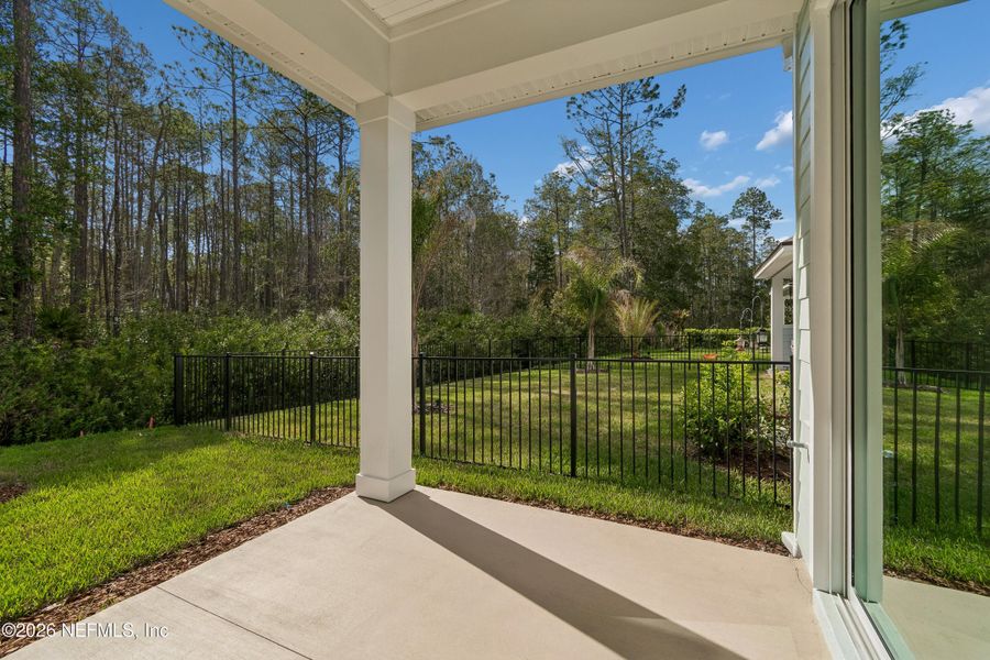 Exterior details and patio area of a home in Reflections 40' Front Load, Ponte Vedra (Image 3).