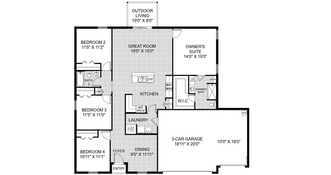 2D floor plan layout for the Sylvester by Holiday Builders in Lehigh Acres, Lehigh Acres, FL (Image 3).