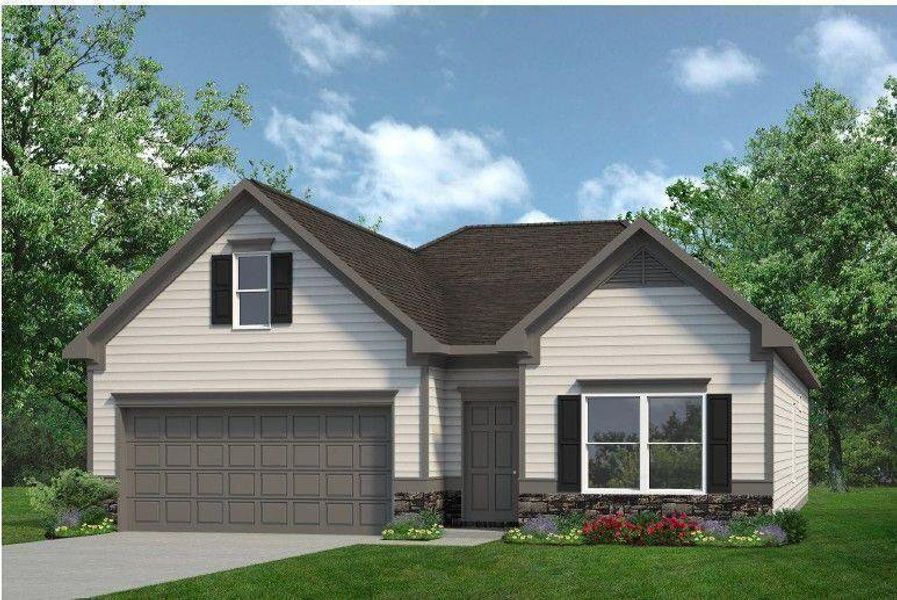 Front exterior of a new home in Saddle Ridge, Calhoun, GA, highlighting curb appeal (Image 1). Front exterior of a new home in Saddle Ridge, Calhoun, GA, highlighting curb appeal (Image 1).