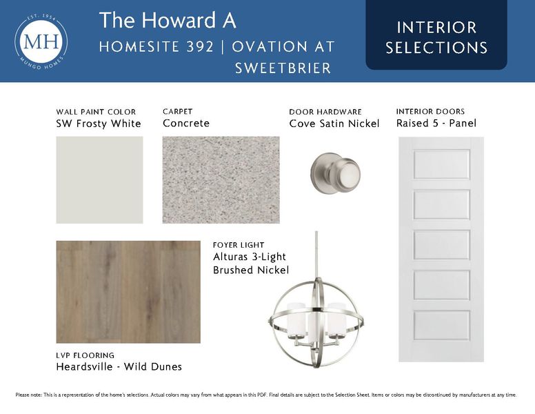 Sample of building materials used in homes in Ovation at Sweetbrier, Durham (Image 5).