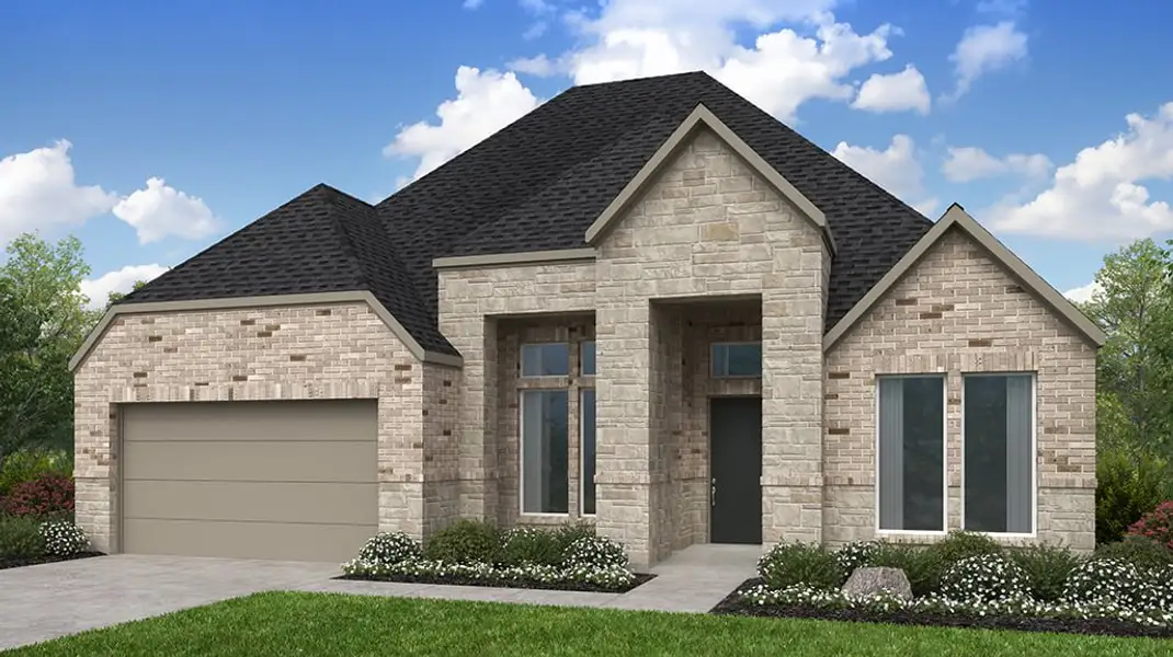 Representative exterior photo of a completed home built from the Blakely by Taylor Morrison in Blue Creek Trails, Richmond, TX (Image 2). Representative exterior photo of a completed home built from the Blakely by Taylor Morrison in Blue Creek Trails, Richmond, TX (Image 2).