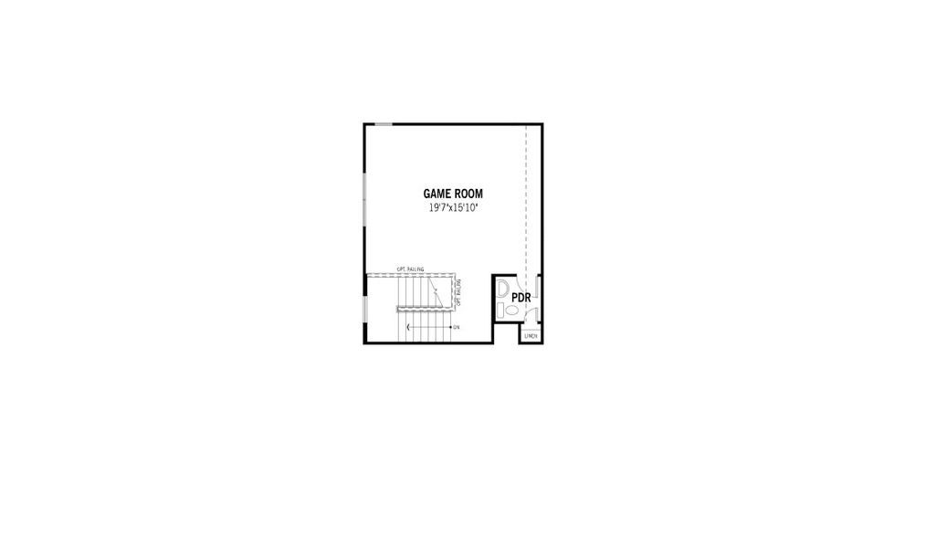 2D floor plan layout for the Amelia by Mattamy Homes in Walden Pond, Forney, TX (Image 4).