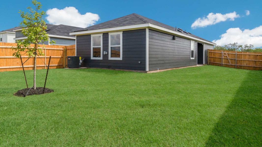 Representative exterior photo of a completed home built from the The Dahlia by D.R. Horton in Marigold, Kyle, TX (Image 16).