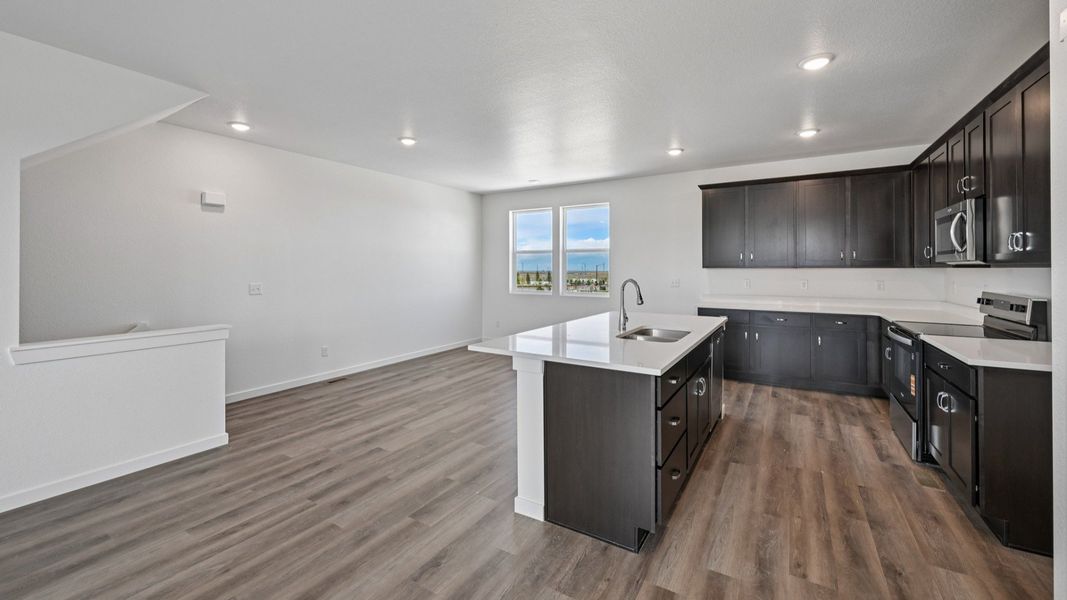Furnished interior view inside a new home in Windler Townhomes, Aurora (Image 29). Furnished interior view inside a new home in Windler Townhomes, Aurora (Image 29).