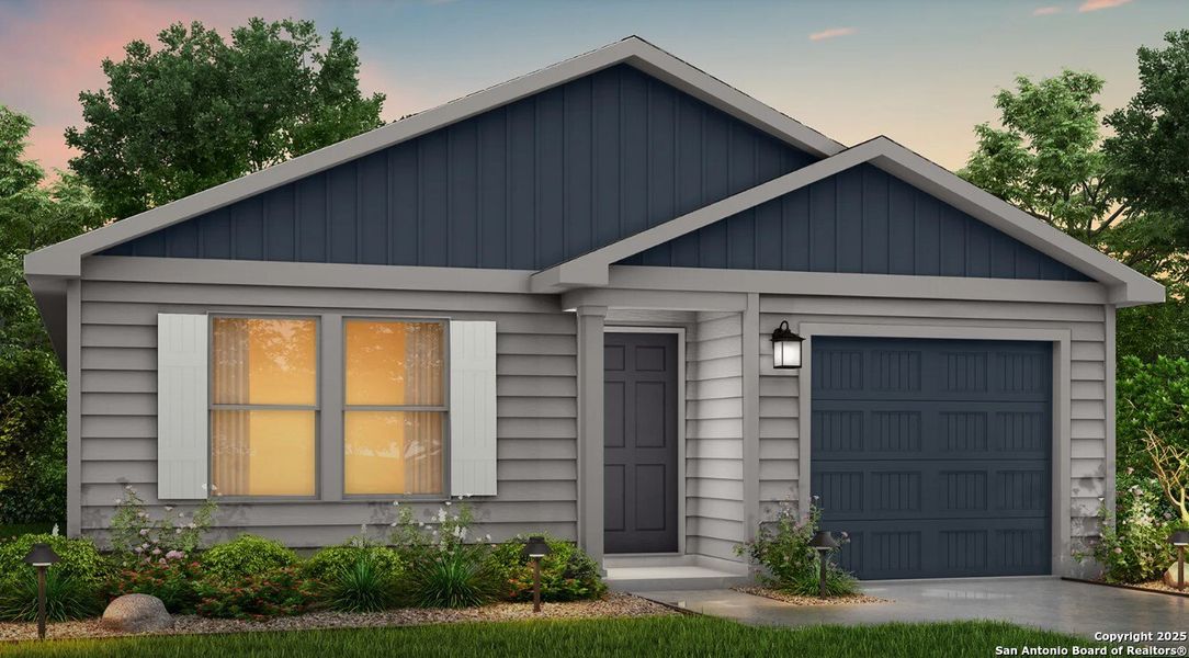 Front exterior of a new home in Las Colinas, Kenedy, TX, highlighting curb appeal (Image 2). Front exterior of a new home in Las Colinas, Kenedy, TX, highlighting curb appeal (Image 2).