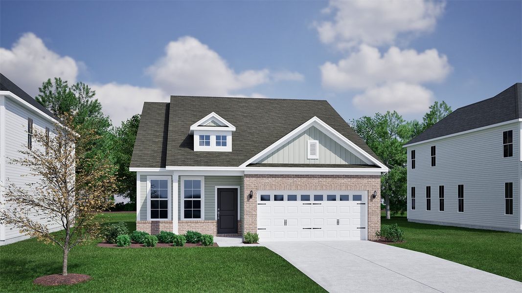 Representative exterior photo of a completed home built from the Benson - Vanguard Collection by Mungo Homes in Ovation at Sweetbrier, Durham, NC (Image 7).