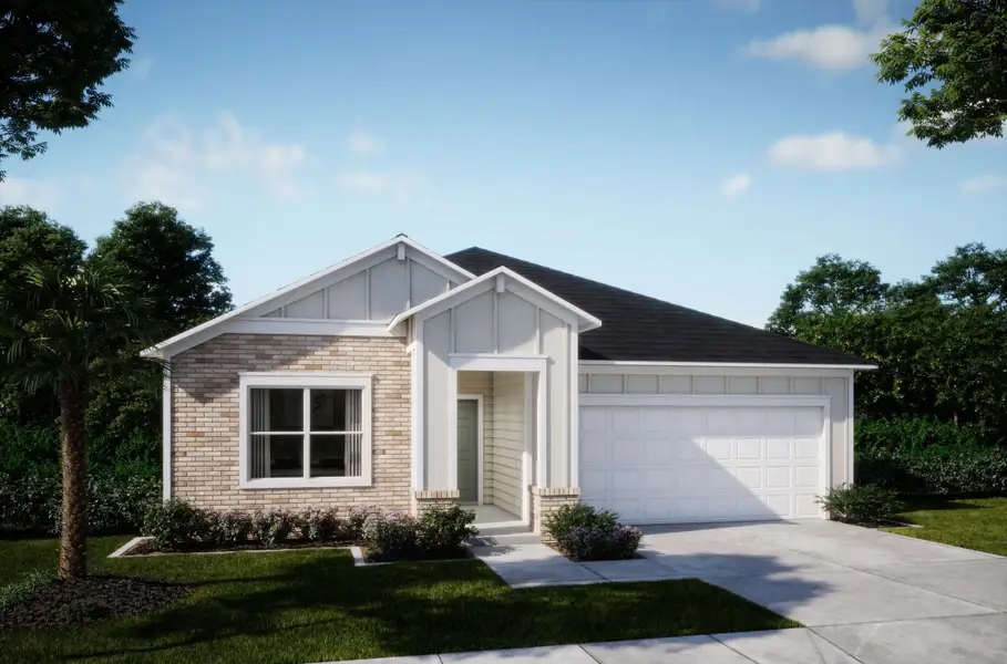 Representative exterior photo of a completed home built from the Miramar by Maronda Homes in Seminole Bend, Pensacola, FL (Image 1). Representative exterior photo of a completed home built from the Miramar by Maronda Homes in Seminole Bend, Pensacola, FL (Image 1).