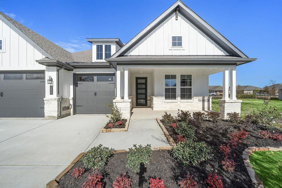 Representative exterior photo of a completed home built from the Dogwood by Caldwell Homes in The Highlands, Porter, TX (Image 2). Representative exterior photo of a completed home built from the Dogwood by Caldwell Homes in The Highlands, Porter, TX (Image 2).