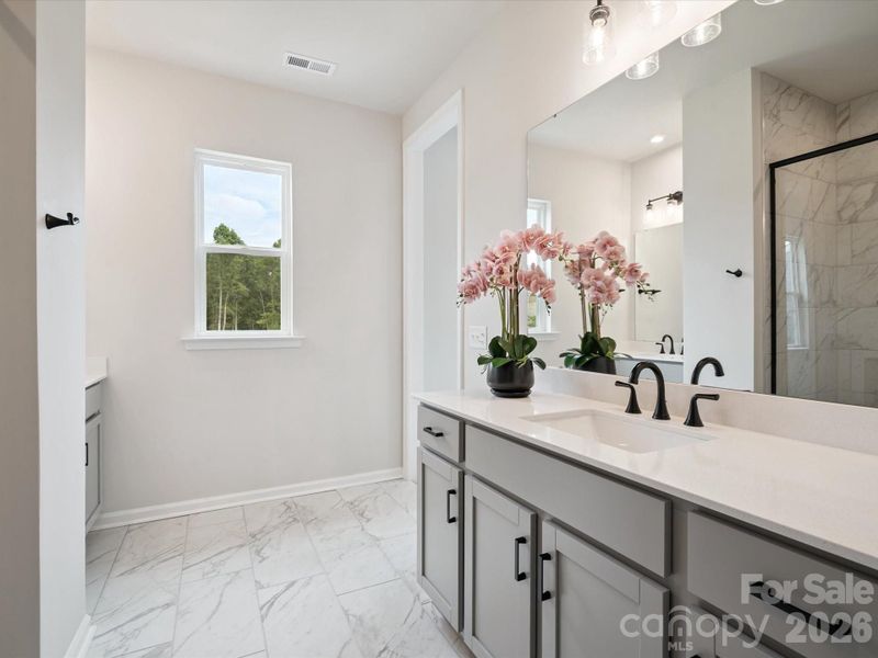 Light filled primary bathroom