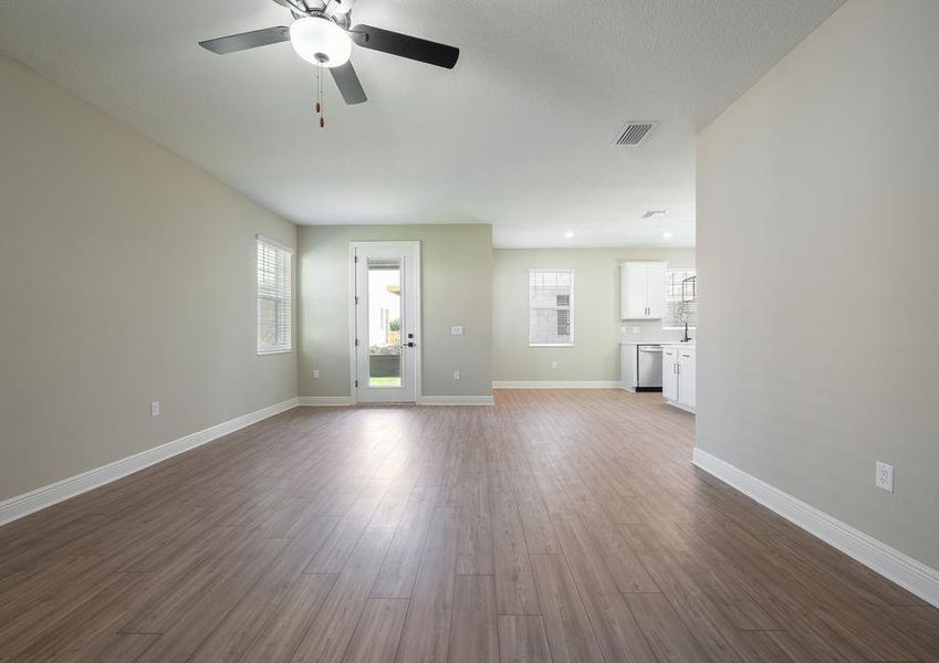 The back door leads to a covered patio.